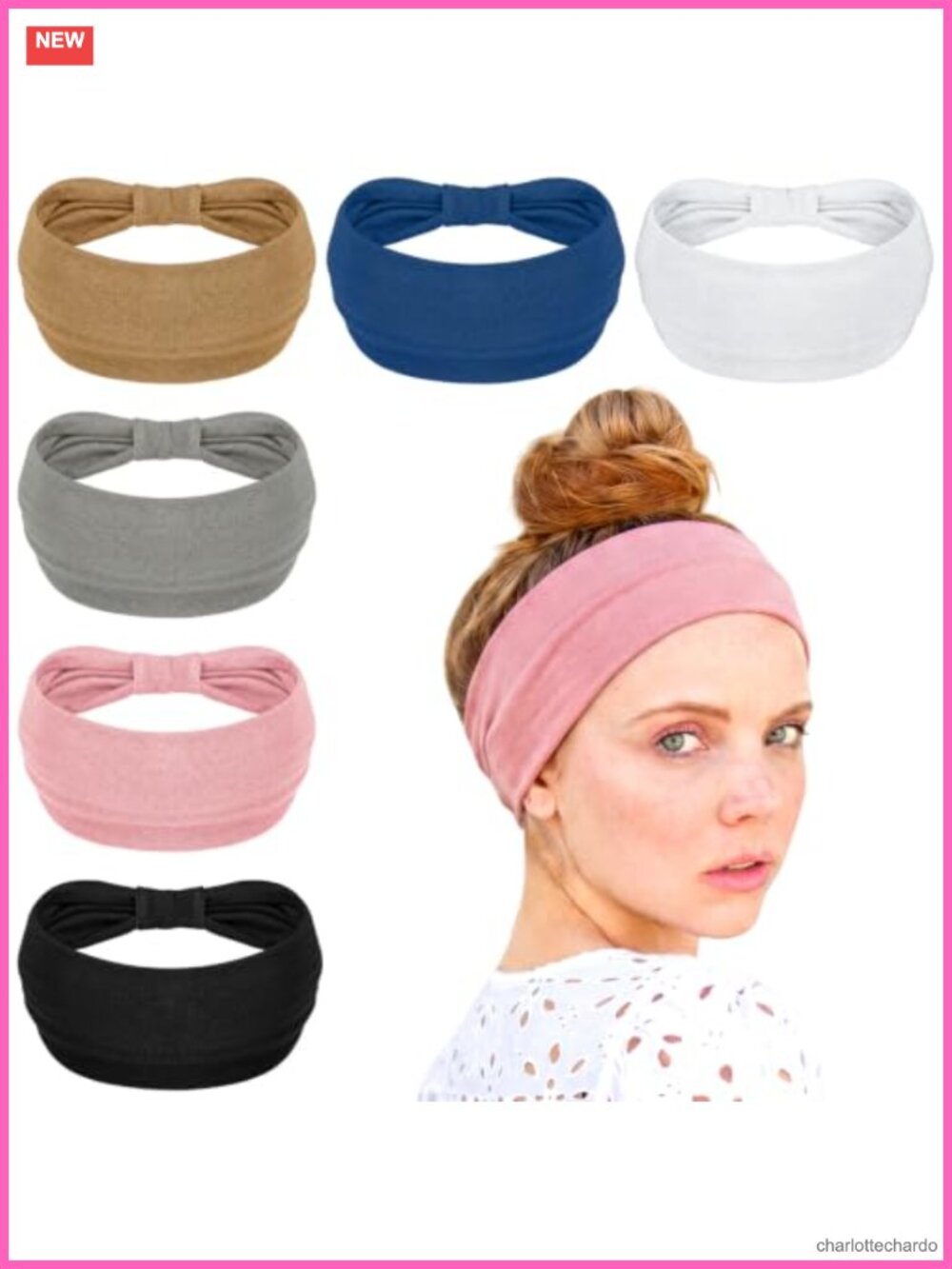 6 Pack Thick Turban Head Wraps Wide Headbands for Women